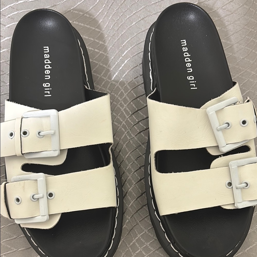 Madden Girl Black and White Sandals